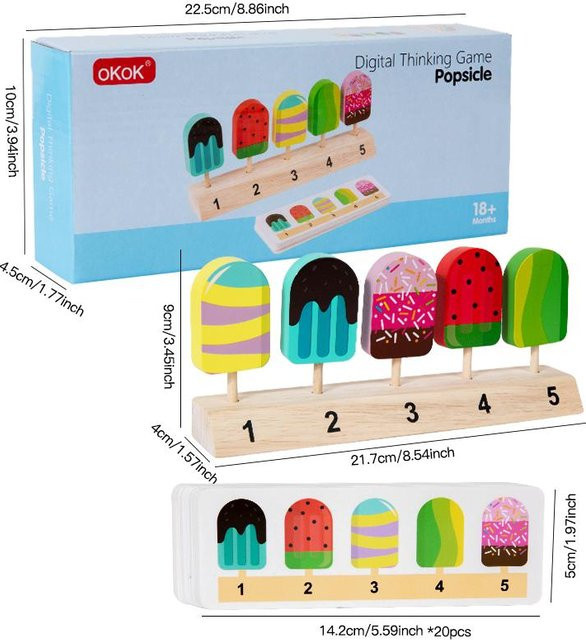 Binchi Outdoor Product Holz-Eiscreme-Spielzeug, Lernspielzeug, ab 3 Jahre - Bild 1