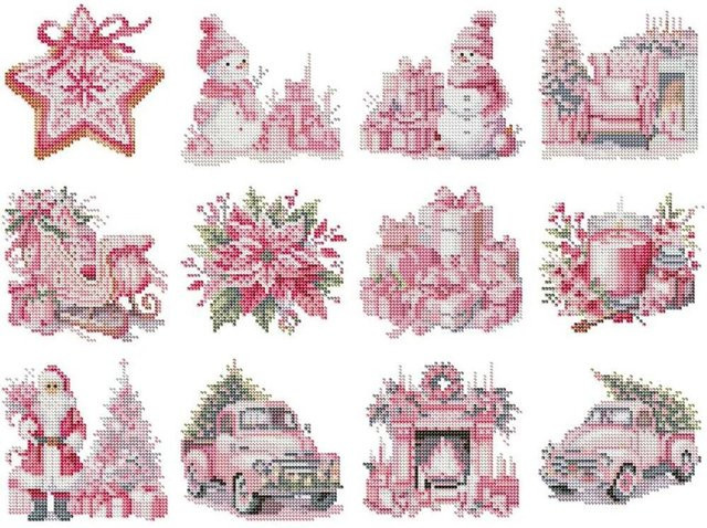 12 Stück Diamant-Gemälde Set von AZQSD mit Weihnachtsmann, Schneemann und Winterlandschaft in Multicolor mit vollen runden Bohrern zur Heimdekoration - Bild 1