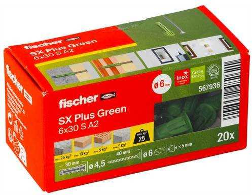 Fischer SX Plus Green Dübel aus Kunststoff für Beton, 20 Stück - Bild 1