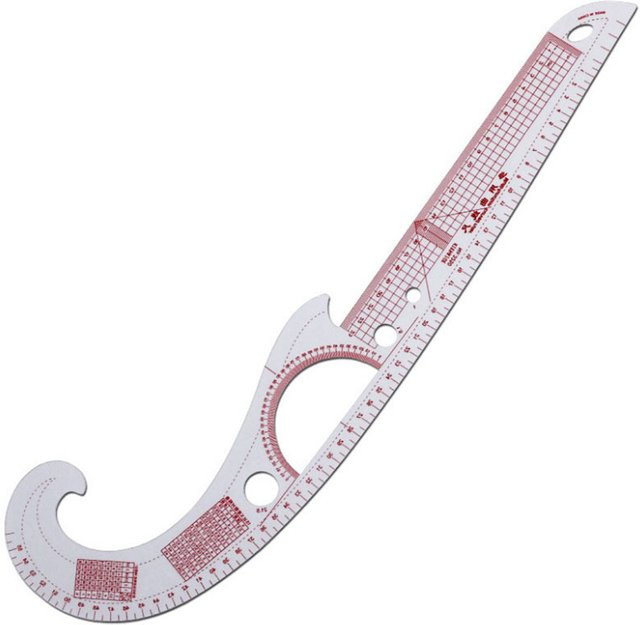 Multifunktionales französisches Kurvenlineal aus transparentem Kunststoff als Schneide- und Nähmaßvorlage für Modedesign - Bild 1