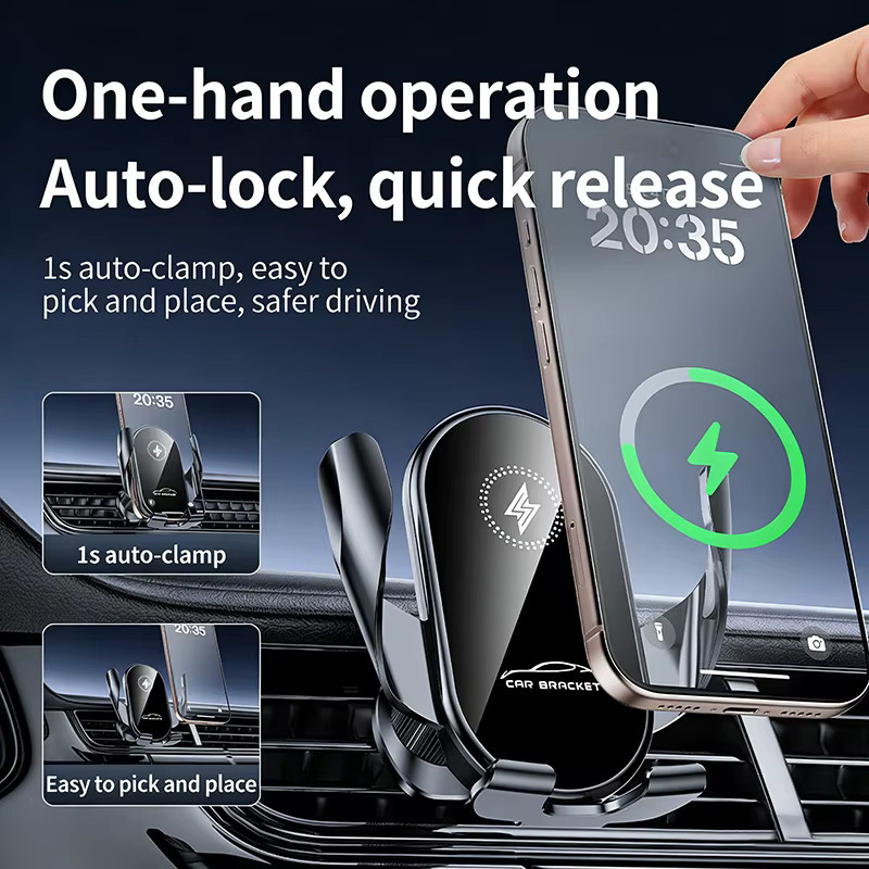 TONGDAYTECH Universelle Auto-Handyhalterung mit kabelloser Ladefunktion in Schwarz für Samsung und iPhone - Bild 2