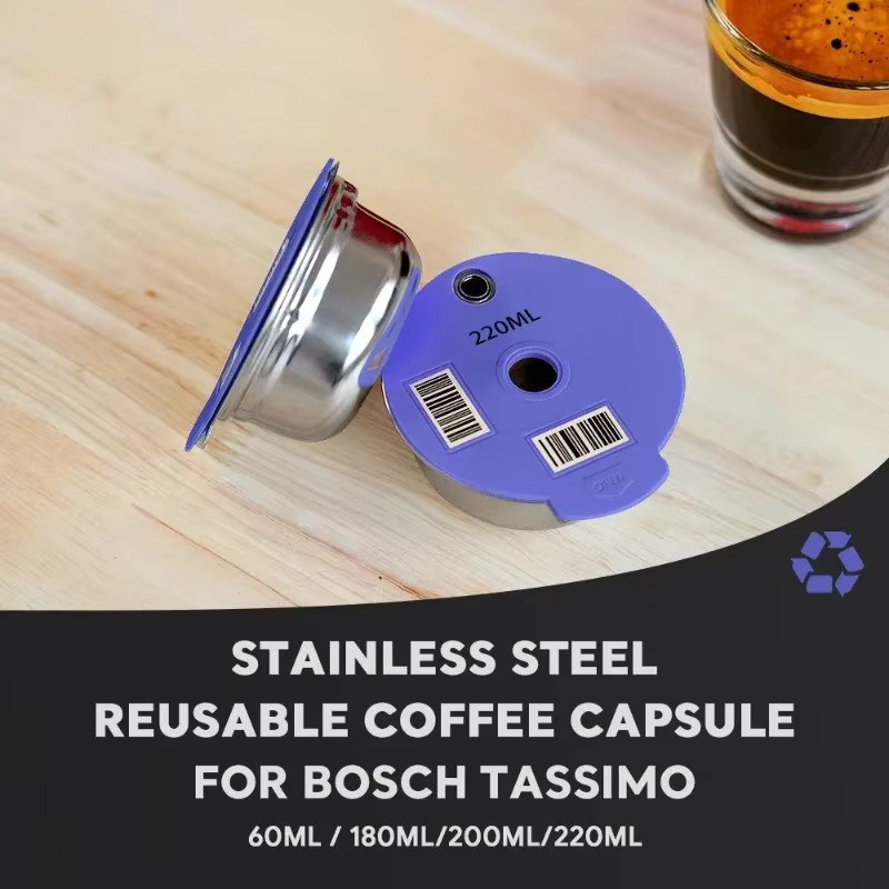 Wiederverwendbare Kaffeekapseln aus Edelstahl für Bosch Tassimo Happy Vivy, Silber, 60 ml / 180 ml / 200 ml / 220 ml - Bild 3