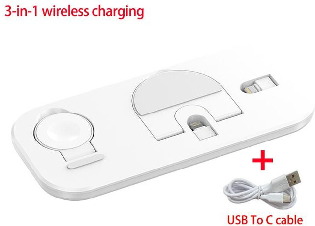 Essager 3-in-1 faltbares kabelloses Ladegerät mit USB-C Schnellladestation für iPhone, AirPods und Apple Watch in Weiß - Bild 1