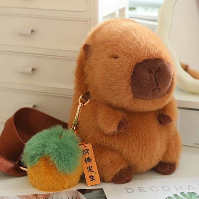Kawaii Capybara Plüsch Umhängetasche, Plüschtasche, 24cm, ab 14 Jahren - Bild 1