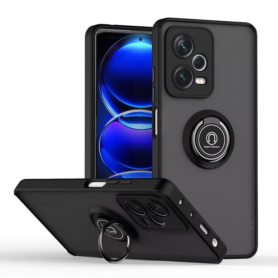 Xiaomi Redmi Note 12 Pro Plus 5G Hülle mit Metallring-Halter aus Silikon und Matt-Hartschale in Blau - Bild 2