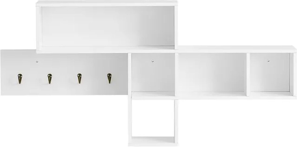 SoBuy Wandgarderobe in Weiß, modern und minimalistisch, B/T/H: 110 x 15 x 53 cm - Bild 5