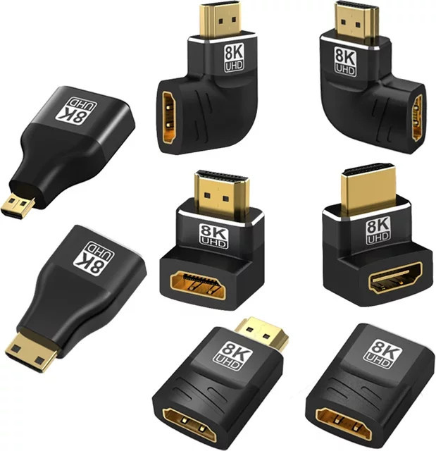 BSN HDMI 2.1 Adapter 90 und 270 Grad Rechtwinkliger Stecker auf Buchse Konverter in Schwarz für TV, Laptop, PC und Monitor - Bild 1