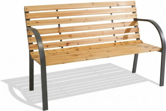 BERLINLODGE Gartenbank SANTORINI 2-Sitzer aus Holz und Metall in Braun, B/T/H: 120 x 82 x 58 cm - Bild 1