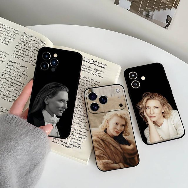 C-Cate B-Blanchett Handyhülle für iPhone 15, 16, 17 Pro Max und Plus in Schwarz - Bild 1