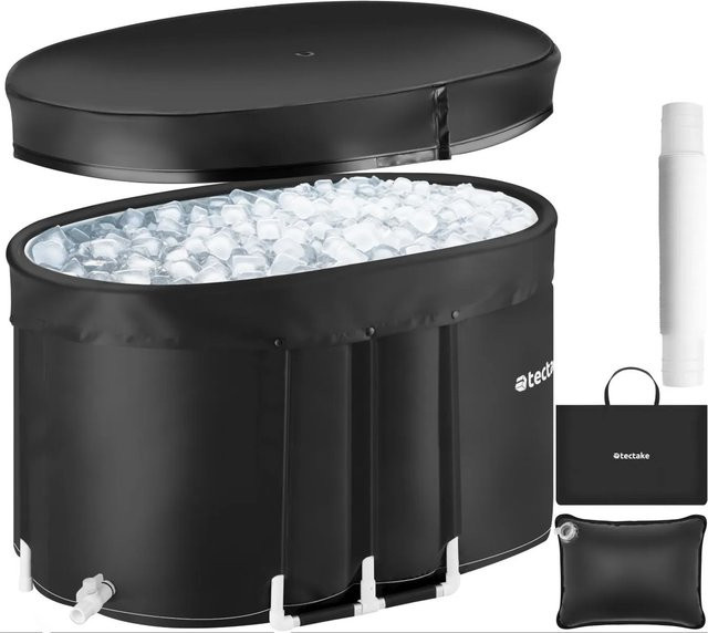 tectake Eisbadewanne Espoo faltbar mit 3-facher Isolierung und Aluminiumgestell, Schwarz, H x B x T: 66 x 70 x 105 cm - Bild 2
