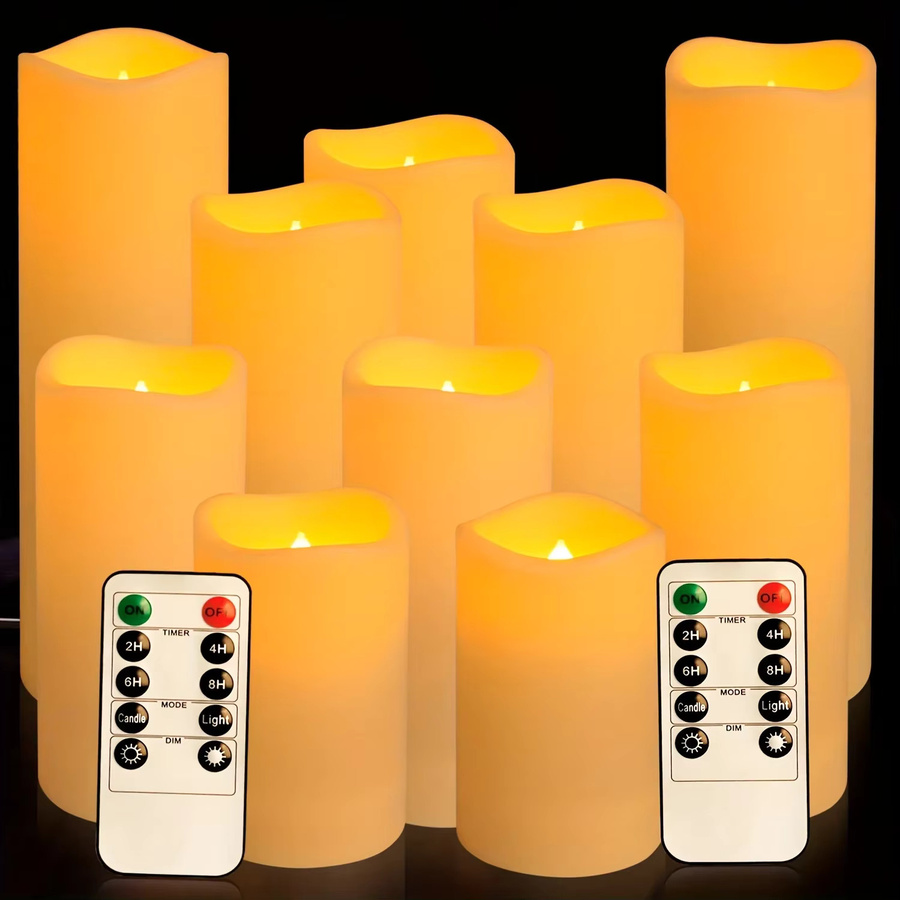 FPOO Flammenlose LED-Stabkerzen in Weiß mit Fernbedienung und Timer, wasserdichte batteriebetriebene Kerzen für Innen und Außen - Bild 2