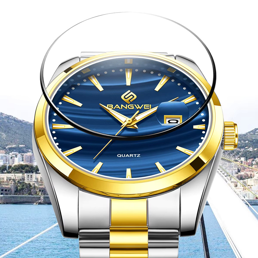 BANGWEI Armbanduhr Quarz, Edelstahl, Blau, Herren - Bild 5