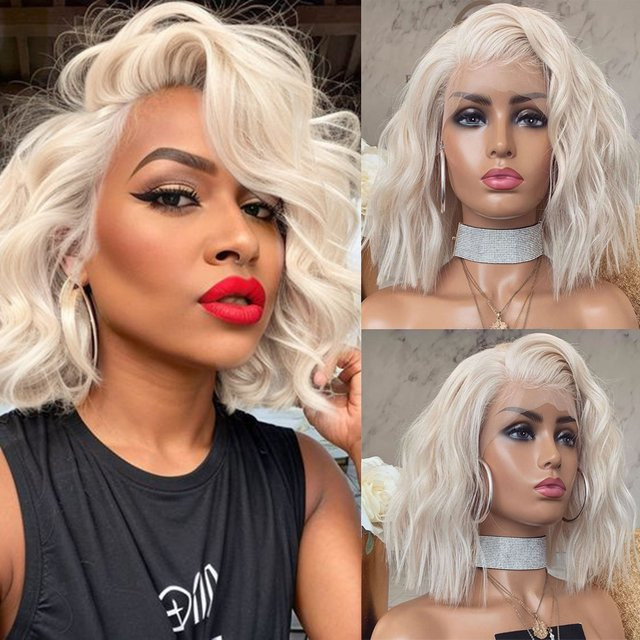 Charisma Perücke, platinblond, kurzer Bob, welliges Haar, Damen - Bild 1