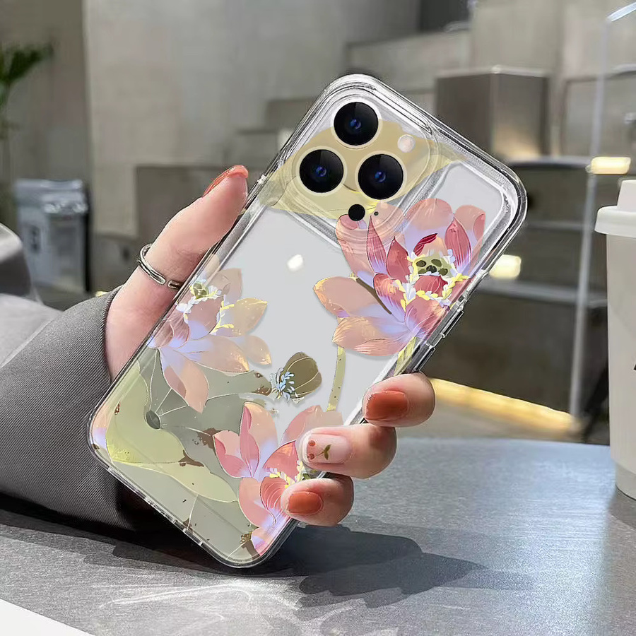 Transparente Silikon-Handyhülle mit Lotusblumen-Design für Samsung Galaxy S25 Ultra, S26 Plus, S24 FE, S23 und S22 Edge - Bild 2