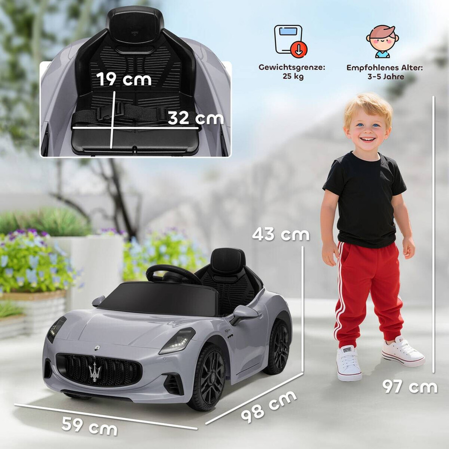 AIYAPLAY Maserati Gran Turismo Folgore Kinder-Elektroauto Grau ab 3 Jahre - Bild 5