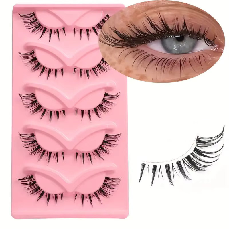 LIMEIKAI Katzenaugen-Wimpern D-Roll, 5 Paar, Pink Box Set - Bild 3