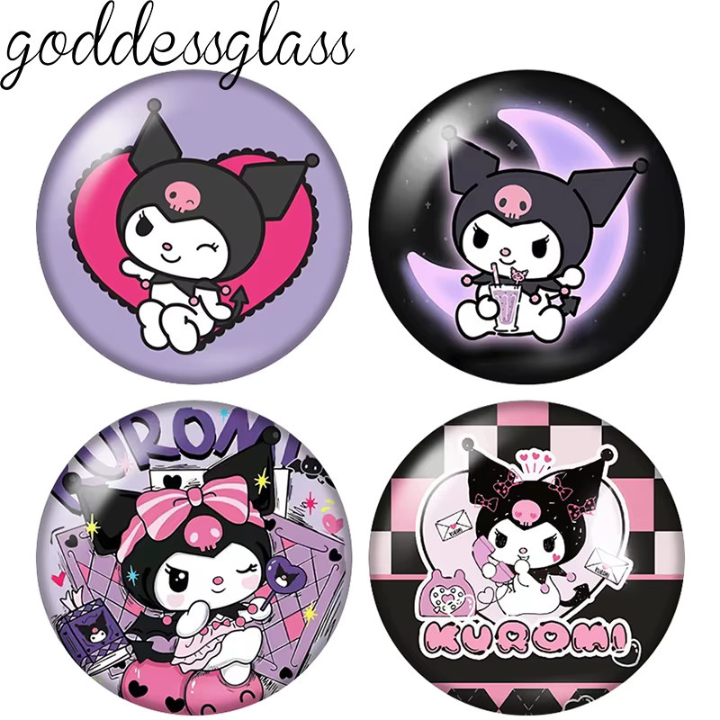 MINISO Fotoglas-Cabochons, Kuromi Magic Melody, Lila, 12mm/18mm/20mm - Bild 3