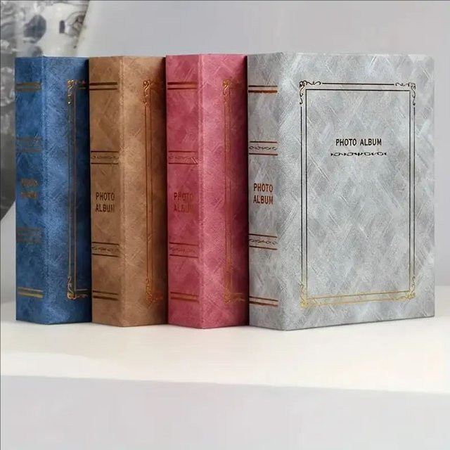 Vintage Fotoalbum mit transparenten Seiten in Gelb, B/H: 15,2 x 10,2 cm, für 200 Fotos - Bild 1