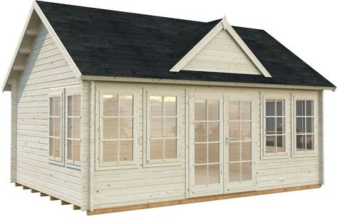 PALMAKO Blockbohlenhaus Claudia aus Fichtenholz in Braun mit Satteldach, Breite: 574 cm, Höhe: 363 cm, Tiefe: 380 cm - Bild 1