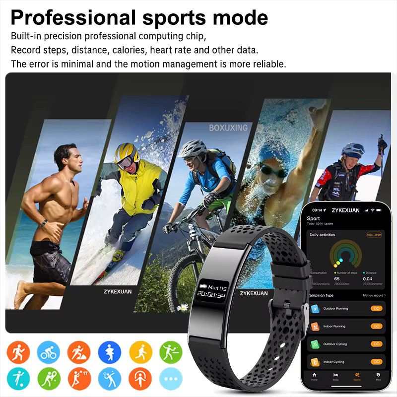 BOXUXING Fitness Tracker Smartwatch für Damen und Herren in Schwarz mit Herzfrequenzmessung, Anruf-Erinnerung und 10ATM Wasserdichtigkeit - Bild 4