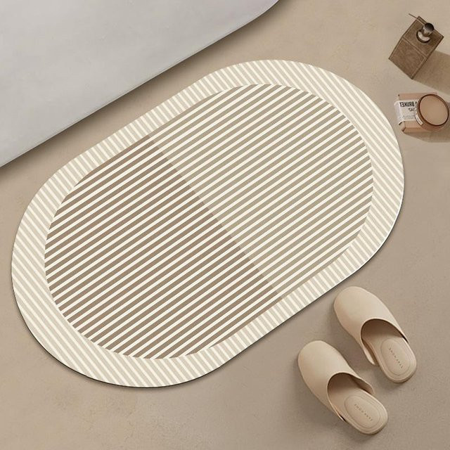 Yiran Furniture Wabi-Sabi Badezimmer Matte aus Diatomeenerde, oval und rutschfest, B/T: 80 x 50 cm - Bild 1