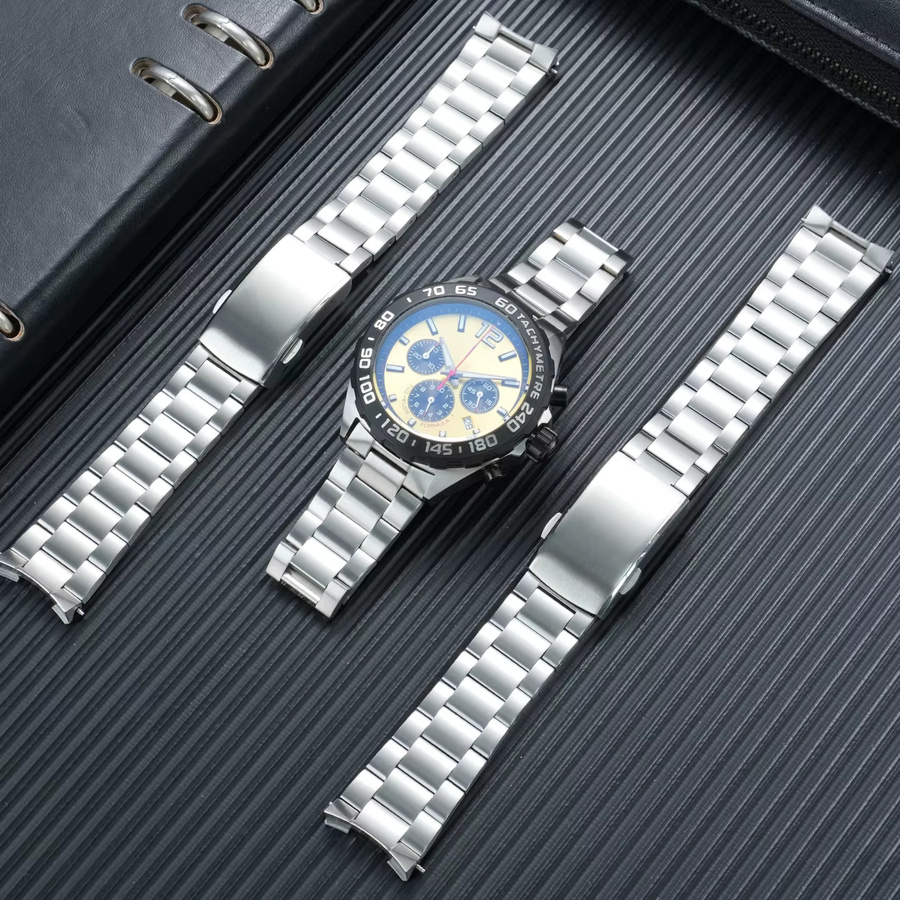 TAG HEUER Uhrenarmband Edelstahl, Silber, Herren, 21,5 mm, gebogenes Ende - Bild 2
