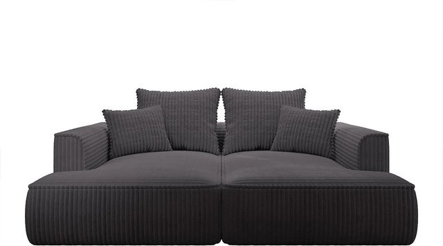 Vente-unique Sofa Pineta in Anthrazitgrau mit Cord-Bezug, Breite: 230 cm - Bild 1