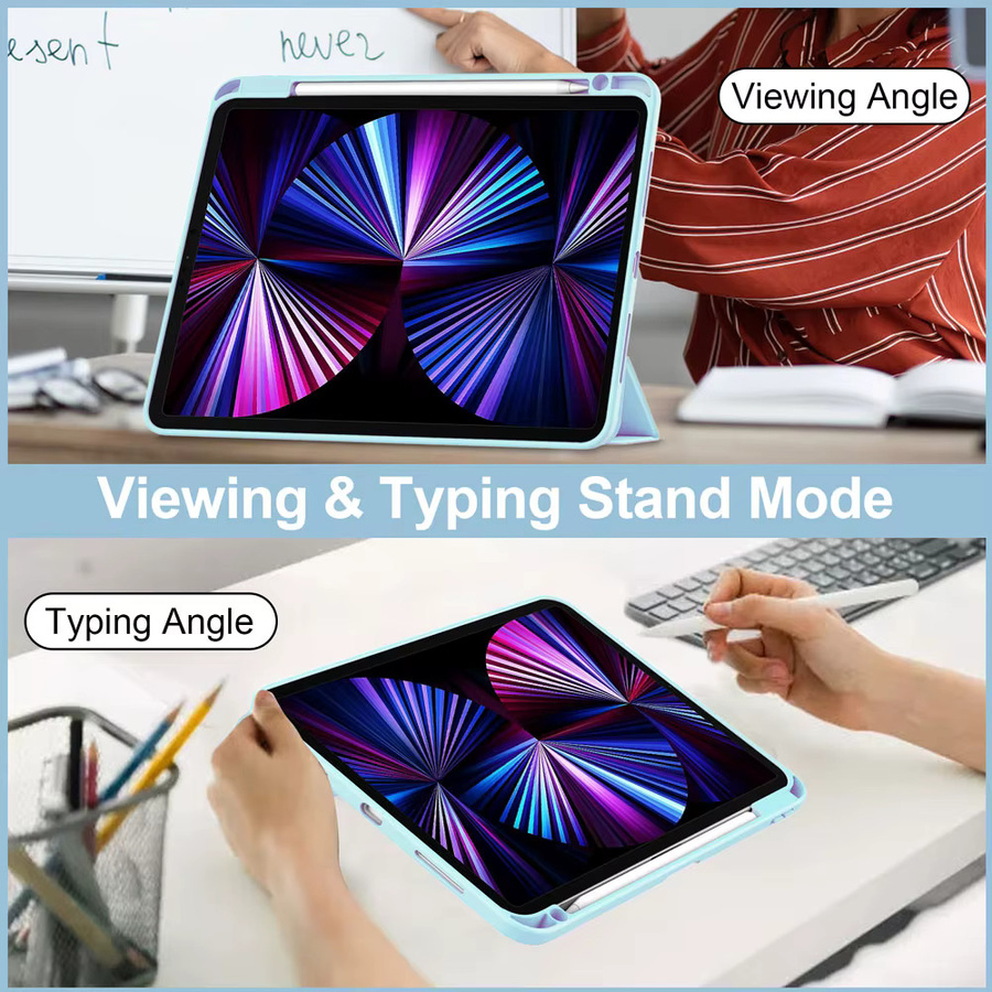 Transparente Schutzhülle für Apple iPad Pro 11 Zoll (1./2./3./4. Generation) mit Stifthalterabdeckung in Blau - Bild 3