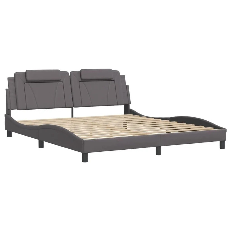 vidaXL Bettgestell Viana mit LED und USB-Ladeport, Grau, B/T/H: 180 x 200 x 185 cm - Bild 2