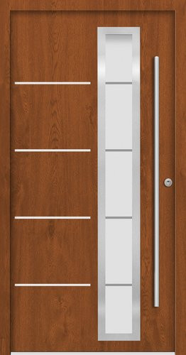 Splendoor Sicherheitshaustür SPLIT Prime RC2 aus Aluminium in Golden Oak Braun mit Glaseinsatz, Höhe: 210,0 cm, Breite: 100,0 cm, Tiefe: 7,0 cm - Bild 1