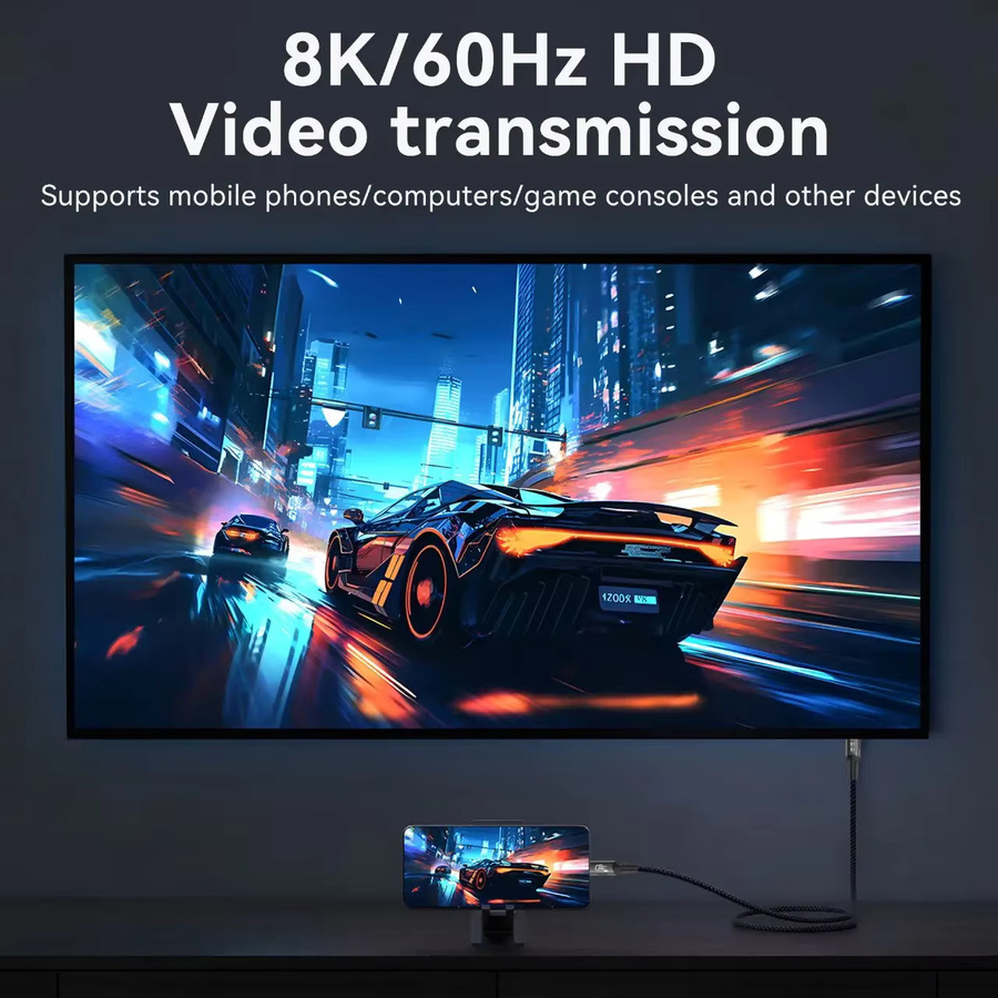 OIITH USB-C zu USB-C Datenkabel Thunderbolt 5, 80Gbps, 240W, 8K 60Hz, Schwarz - Bild 4