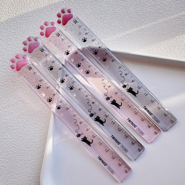 2 Stück House of Novelty gerades Lineal mit Katzenpfoten-Design in Multicolour, Länge: 15 cm - Bild 1