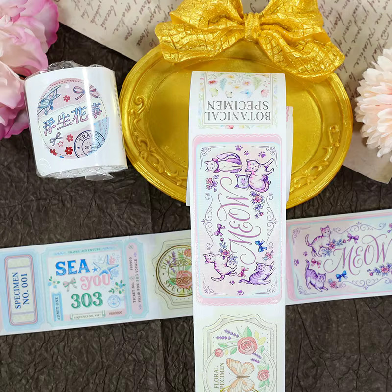 Dekoratives Washi-Tape mit Blumen-Motiv und 3D-Kristalltinte, vorgeschnittenes Etiketten-Abdeckband in Multicolour für Scrapbooking und Planer, 2 m pro Rolle - Bild 5