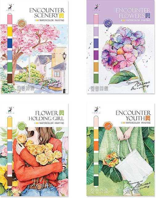 Aquarell Malbuch für Erwachsene mit Cartoon-Motiven und buntem Zeichenpapier zum Entspannen und Ausmalen - Bild 1