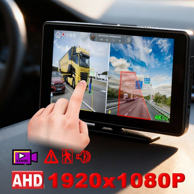 QXNY 7-Zoll LKW Toterwinkel-Erkennungssystem mit AHD 1080P Rückfahrkamera, BSD-Alarm und DVR Videorecorder in Schwarz - Bild 1