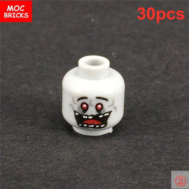 Yiran toy MOC Steine Zombie Gesicht Kopf Ausdruck, 30-teiliges Set, ab 3 Jahren - Bild 1