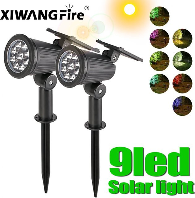 XIWANGFIRE LED Solar Scheinwerfer Schwarz, Einstellbare IP65 Wasserdichte Bodenstrahler für Garten und Außenbeleuchtung - Bild 1