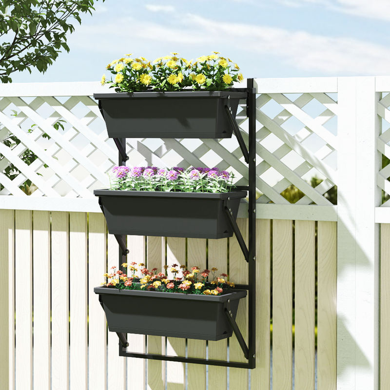 Outsunny Pflanzentopf Set aus Kunststoff und Stahl in Anthrazit, B/H/L: 42 x 100 x 56 cm - Bild 2
