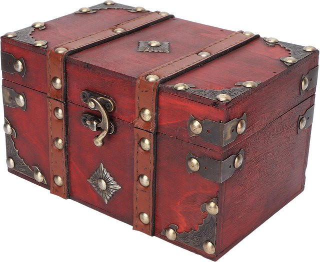Koogeelife Retro Schmuckaufbewahrungsbox aus Holz in Grau und Rot - Bild 1