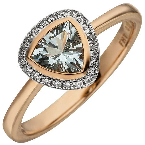 Colfem Ring 585 Rotgold, 21 Diamanten, Aquamarin, hellblau, Damen, 54 - Bild 1