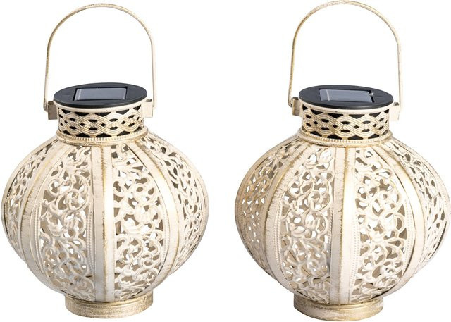 Genialo Solar-Schattenleuchten aus Metall in Weiss, 2 Stück, orientalisches Design - Bild 1