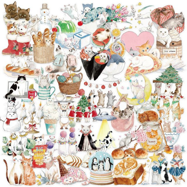 GOGOTU Katzen-Aufkleber, transparent, 50-teiliges Set - Bild 1
