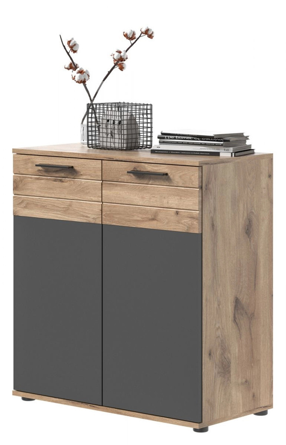 Kommode Tomaso von Inn.Furn in Eiche und Grau mit Soft-Close-Schubladen, Breite: 80 cm - Bild 1