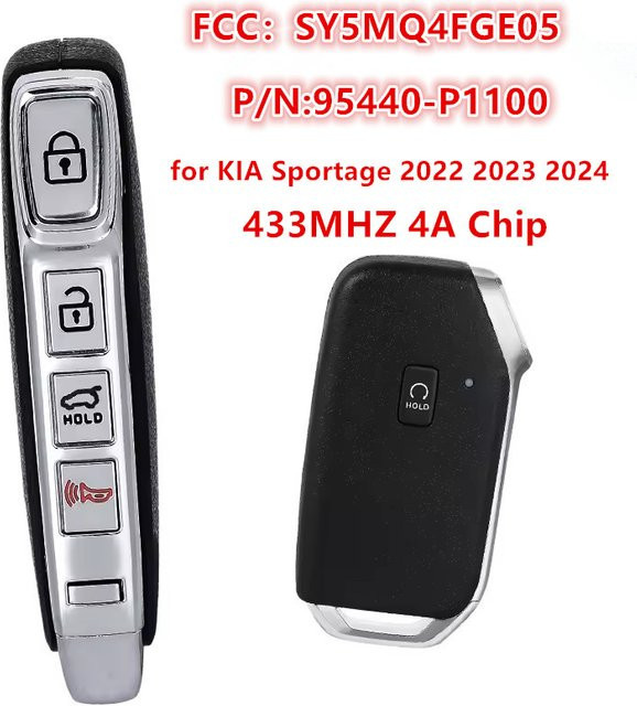 KEYECU Smart Remote Key Fob für KIA Sportage 2022 2023 2024, Farbe: Schwarz, 433 MHz, 4A Chip, SY5MQ4FGE05 - Bild 1
