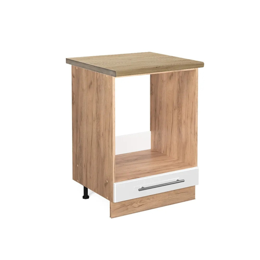 Vicco Herdumbauschrank Fame-Line Weiß Hochglanz und Goldkraft Eiche, B/T/H: 60 x 60 x 82 cm - Bild 2