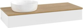 V&B Waschtischunterschrank Antao mit Beleuchtung, Eiche honig, Weiß lackiert, B/T/H: 120 x 50 x 19 cm - Bild 1