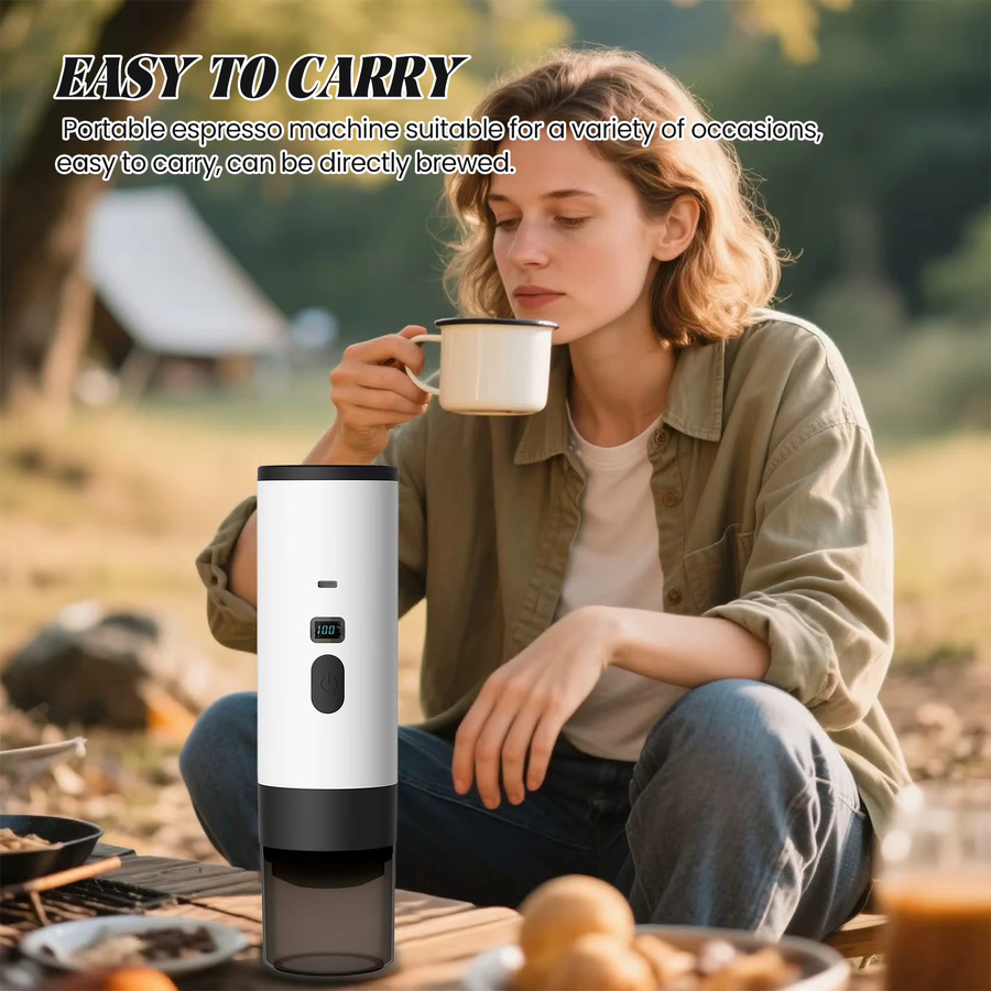 Betuyoo Tragbare Elektrische Kapsel-Kaffeemaschine 3-in-1 Espresso-Maschine mit Heizpumpe für Reisen und Auto in Weiß oder Braun - Bild 4
