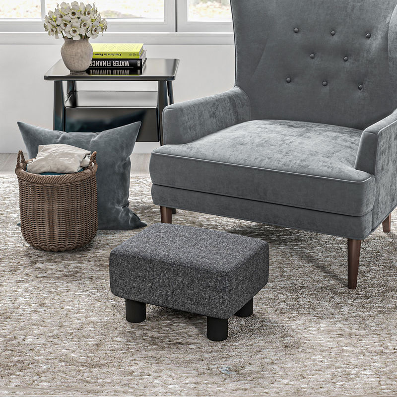 HOMCOM Sitzhocker Aosom in Dunkelgrau mit Leinenoptik, moderner Polsterhocker als Ottomane für Wohnzimmer und Schlafzimmer - Bild 2