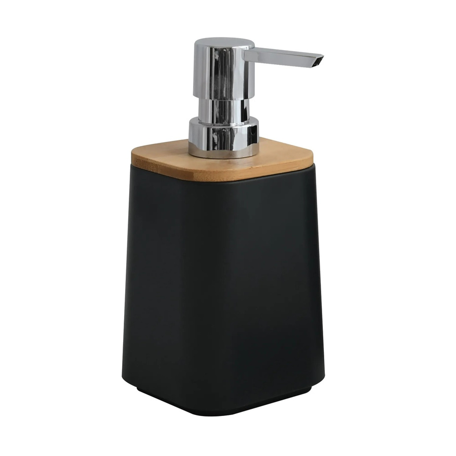MSV Seifenspender Kamla aus Polystyrol und Bambus in Schwarz-Braun, Höhe: 16,9 cm, Durchmesser: 8 cm - Bild 2