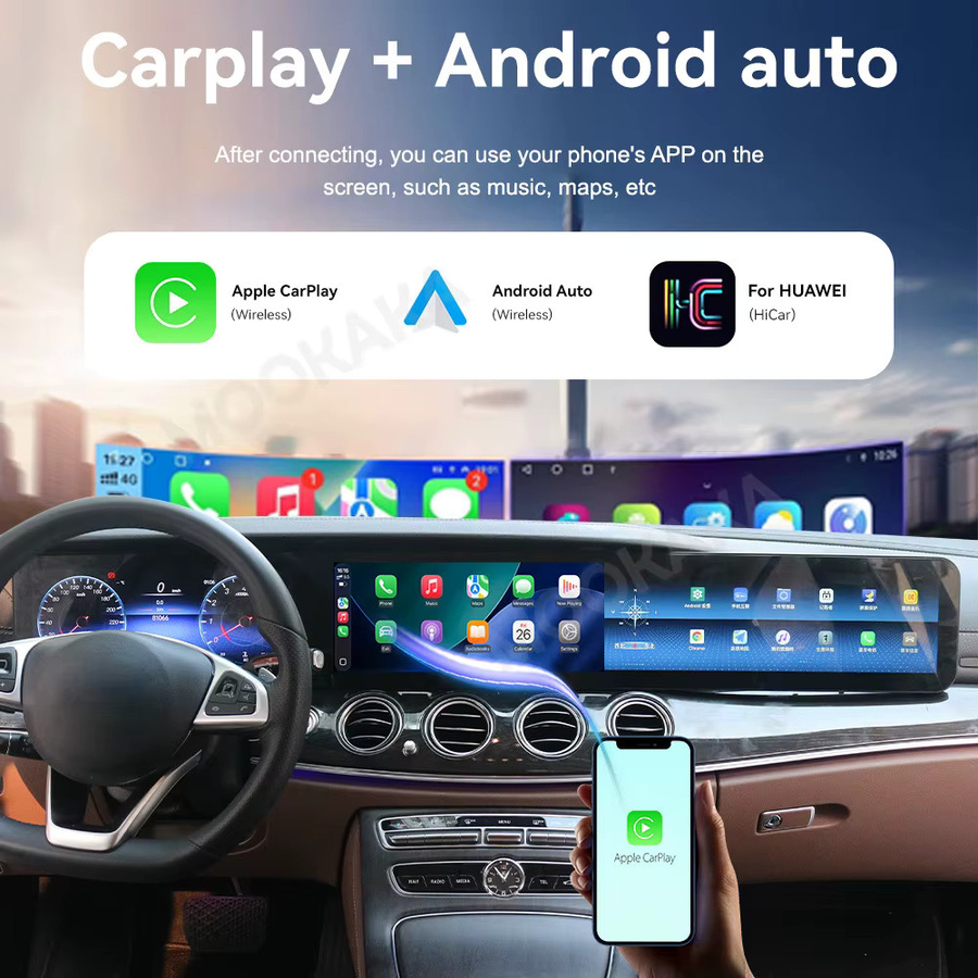 MOOKAKA 38,5 Zoll Dreifachbildschirm Android Autoradio für Mercedes-Benz E-Klasse W213 2016-2020 mit GPS und Carplay in Schwarz - Bild 4